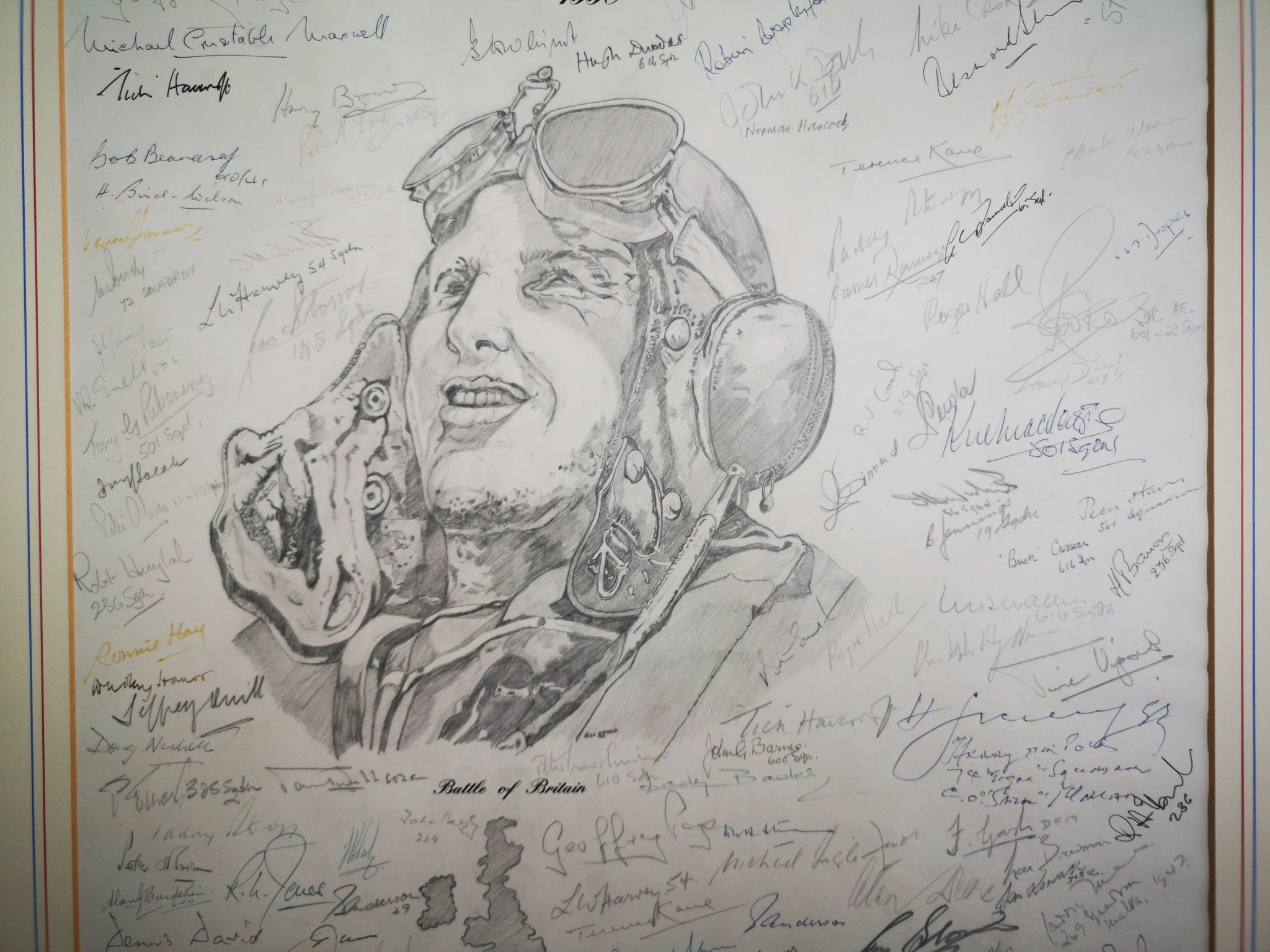 Battle of Britain ORIGINAL Pencil drawing with 199 WW2 Raf pilot autographs, 41cm wide x 58cm tall - Image 2 of 6