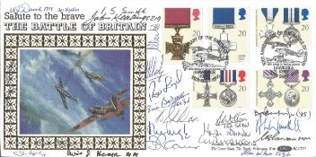 Battle of Britain Salute to the Brave Multi signed FDC signed by 21 fighter command veterans