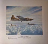 World War II print 20x22 titled Boeing B-17 Fortress signed in pencil by the artist John Young and