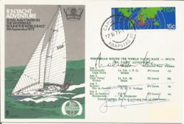 Lt Cdr M Skene signed RN. Spec. 1 cover commemorating the RN Yacht Adventure, Royal Navy Entry in