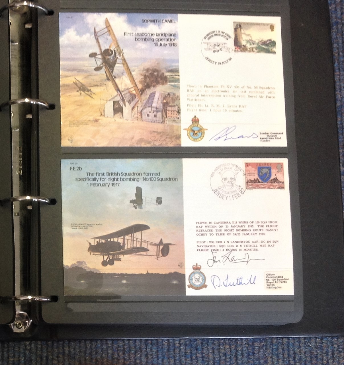 Bomber Command pilot signed collection of 45 covers in an album, each flown by the RAF with the - Image 4 of 7