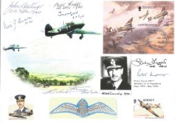 Piece Signed by 7 Battle of Britain Pilots, Crew Piece Card Size 9 by 6 inches Signed by 7 Battle of