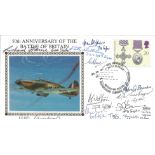 An unusual Benham 22ct Gold Small Silk 50th Anniversary of the Battle of Britain cover containing