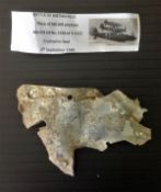 Battle of Britain relic piece of ME109 airplane. ME109 E4 No. 1138 of 3 JG52 crashed in Deal 6th