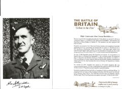 Flt. Lt. Alan George Burdekin Battle of Britain fighter pilot signed 6 x 4 inch b/w photo with