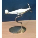 Battle of Britain Spitfire desk ornament in solid brass. A lovely vintage WWII spitfire desk