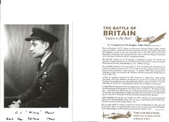 Air. Cdre. Christopher John Mount Battle of Britain fighter pilot signed 6 x 4 inch b/w photo with