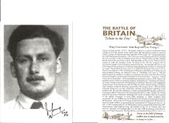 Wg. Cdr. John Reginald Cass Young Battle of Britain fighter pilot signed 6 x 4 inch b/w photo with