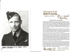 Flt. Sgt. John Keatings Battle of Britain fighter pilot signed 6 x 4 inch b/w photo with biography