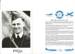 Flt. Lt. Eric Gordon Parkin Battle of Britain fighter pilot signed 6 x 4 inch b/w photo with