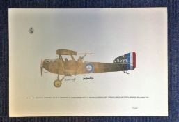 World War I print 15x22 signed by Lt J Haslam and Capt F. M. F West Flying This Armstrong F. K. 8 of