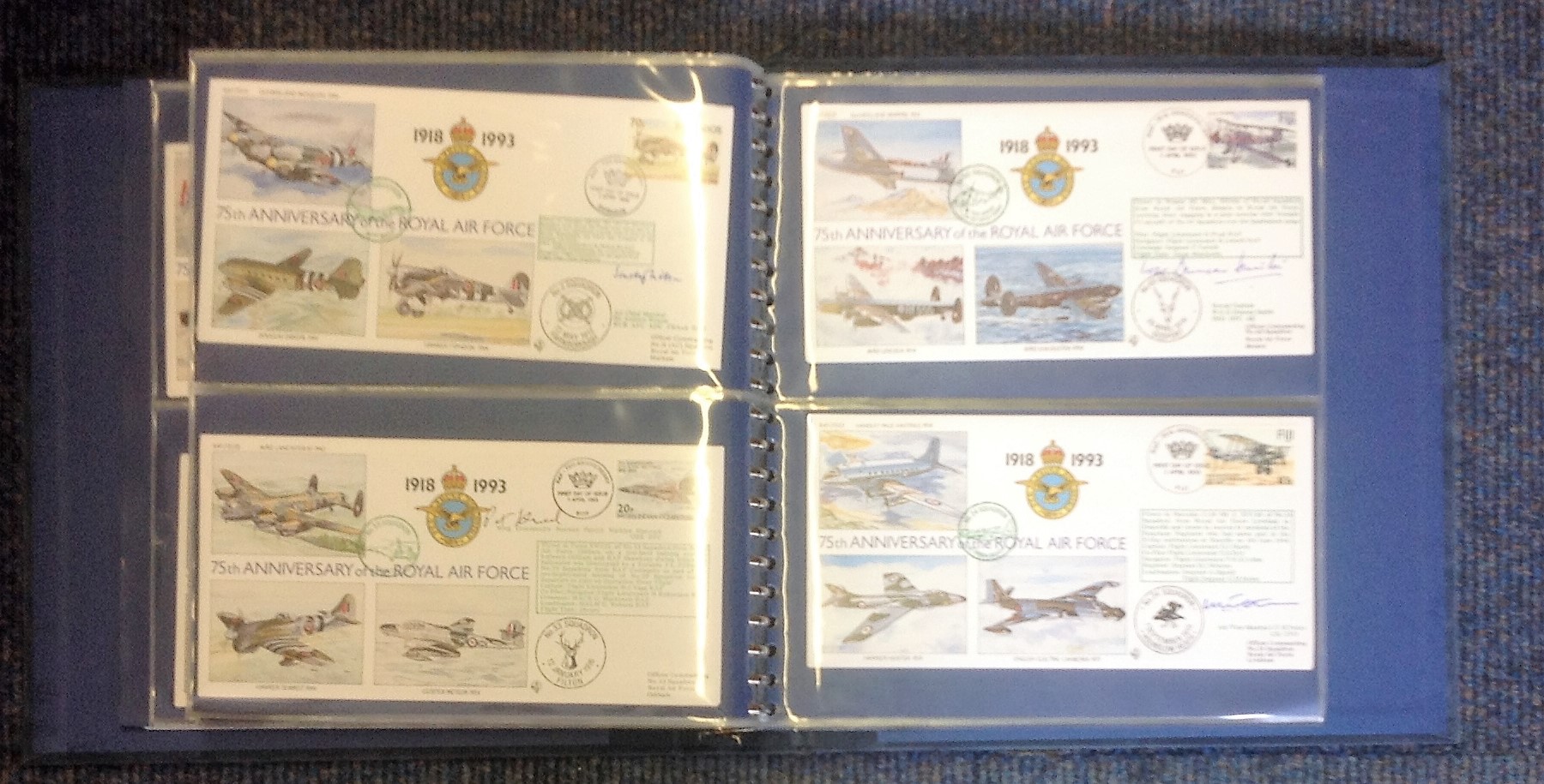 75th Ann RAF VIP signed collection. Complete set of the 30 covers in Blue Logoed RAF Album. Covers - Image 5 of 6