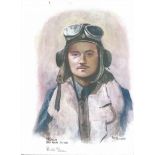 Plt/Off Bill Green WW2 RAF Battle of Britain Pilot signed colour print 12 x 8 inch signed in Pencil.