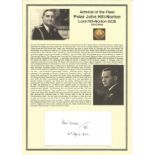 Admiral of the Fleet Peter John Hill-Norton, Baron Hill-Norton GCB signed white card dated 1982, Set