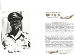 Gp. Capt. Billy Drake Battle of Britain fighter pilot signed 6 x 4 inch b/w photo with biography