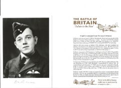 Flt. Lt. Denis Norman Robinson Battle of Britain fighter pilot signed 6 x 4 inch b/w photo with