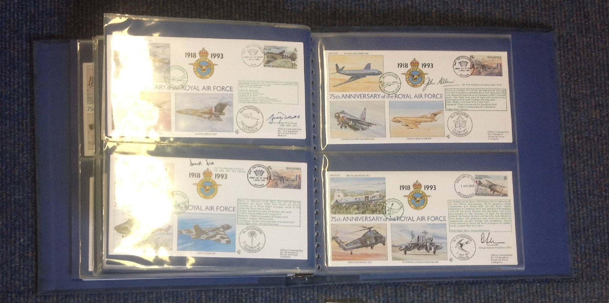 75th Ann RAF VIP signed collection. Complete set of the 30 covers in Blue Logoed RAF Album. Covers - Image 6 of 6