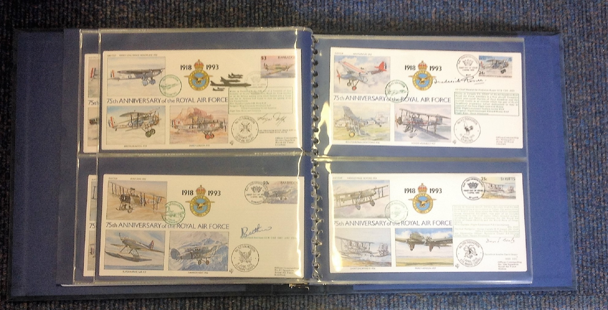 75th Ann RAF VIP signed collection. Complete set of the 30 covers in Blue Logoed RAF Album. Covers - Image 3 of 6