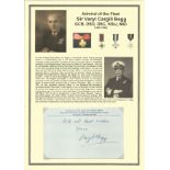 Admiral of the Fleet Sir Varyl Cargill Begg GCB, DSO, DSC, KStJ, MiD signed personal stationary