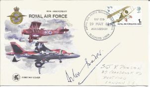 WW2 fighter ace Douglas Bader signed 1968 50th ann RAF cover, slightly scruffy, label with pencil