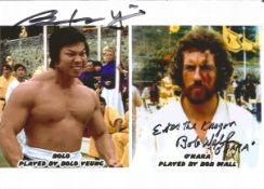 Enter the Dragon Bolo Yeung and Bob Wall signed 7 x 5 inch colour montage photo from the movie.