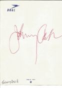 Johnny Cash signed 4 x 3 inch BOAC white sheet. Collected in person by a former BOAC, BA flight