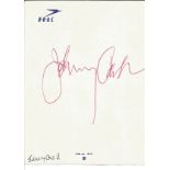 Johnny Cash signed 4 x 3 inch BOAC white sheet. Collected in person by a former BOAC, BA flight