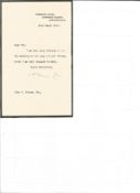 Andrew Bonar Law (1858-1923) British Prime Minister 1922-1923. Typed signed letter. T.L.S., one side