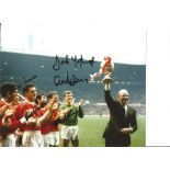 Football Man Utd multiple signed 12 x 8 colour photo signed by Pat Crerand, Bill Foulkes, Tony