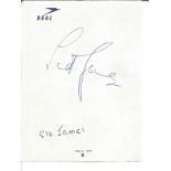 Sid James signed 8 x 6 inch BOAC white sheet, lined form overleaf from the airline. Collected in