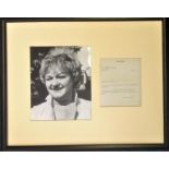 Joan Sims Carry on framed autograph display. Approx. 21 x 17 inches overall, nice typed signed