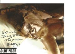 Shirley Eaton signed James Bond Goldfinger 10 x 8 inch colour photo with screen name added.. All