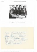 Music The Larks 1954, 5 members signed page fixed to card with copy of magazine photo. Signed by