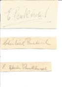 Suffragettes autographs signed pieces of Emmeline Pankhurst and both daughters Christabel and
