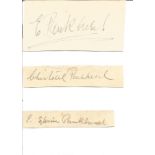 Suffragettes autographs signed pieces of Emmeline Pankhurst and both daughters Christabel and