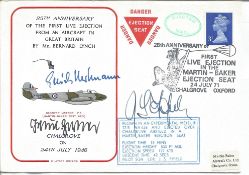 Top All time fighter ace Erich Hartmann & Zorner signed 1971 Ejection seat cover. All autographs are