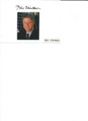 Bill Clinton signed 6 x 4 inch white card with small magazine photo fixed below. All autographs