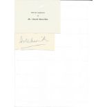 Sir Harold MacMillan (1894-1986) British Prime Minister 1957-1963 signed piece on cream paper 3 x