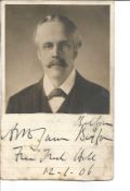 Arthur James Balfour signed piece fixed to postcard portrait 6 x 4 inches, 1st Earl of Balfour KG OM