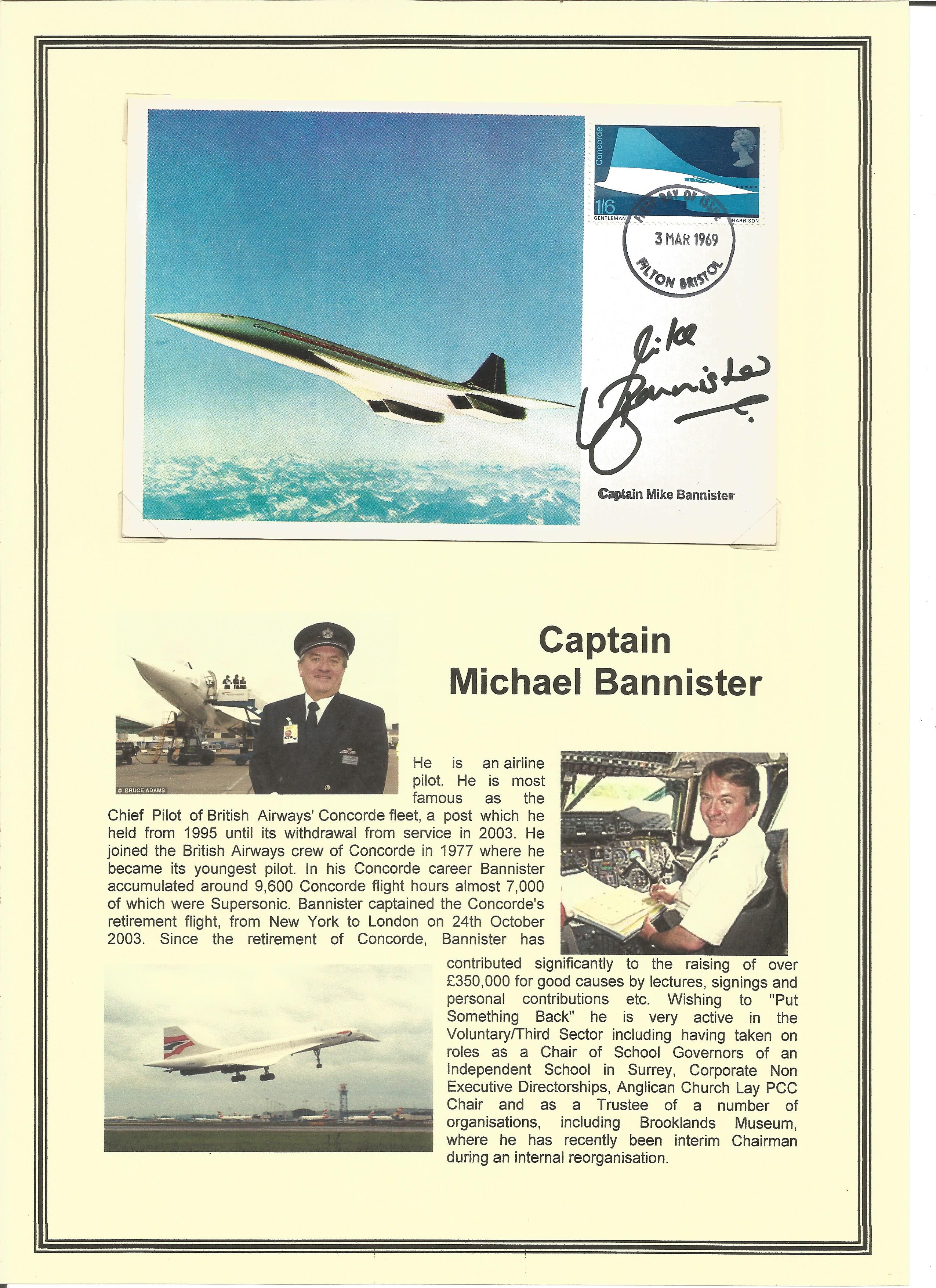 Captain Michael Bannister Chief Test Pilot signed rare 1969 Concorde First Day of Issue Maxi card