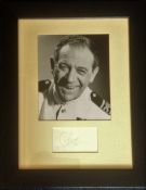 Sid James Carry on framed autograph display. Approx. 19 x 15 inches overall, nice autograph