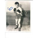 Boxing Carmen Basilio signed 10 x 8 inch b/w full length photo in the ring. All autographs are