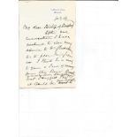 Catherine Gladstone, wife of William hand written letter. A.L.S., two sides, July, on 10 Downing