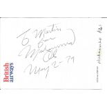 Muhammad Ali signed 6x 4 inch British Airways white sheet to Martin dated May 2, 1979. Collected