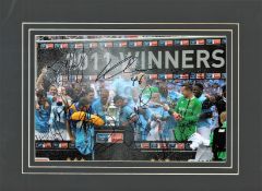 Manchester City 2010-11 Premier League Champions multi signed 16x12 mounted colour photo 8