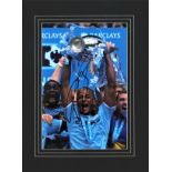 Vincent Kompany signed 16x12 overall mounted colour photo pictured lifting the premier league trophy