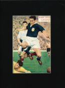 Bobby Collins signed 16x12 overall mounted colour magazine page pictured in action for Scotland.