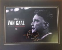 Louis Van Gaal signed 20x16 mounted Manchester United black and white photo. Good Condition. All