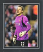 Simon Mignolet signed 12x10 mounted colour photo pictured while playing for Liverpool. Good