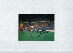 Graeme Sharp signed 16x12 overall mounted colour photo pictured in action in the 1984 FA Cup final